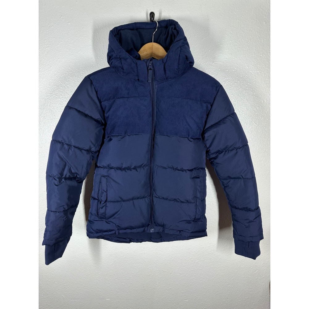 Thereabouts Puffer Jacket Kids Medium 10/12‎ Navy Blue Corduroy Trim Hooded Coat